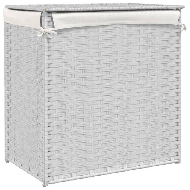 vidaXL Wasmand met 2 vakken 53x35x57 cm poly rattan wit