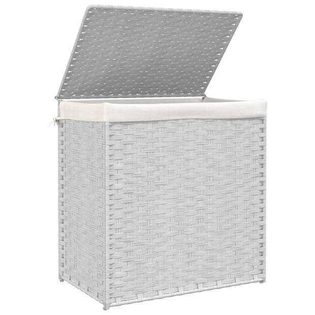 vidaXL Wasmand met 2 vakken 53x35x57 cm poly rattan wit