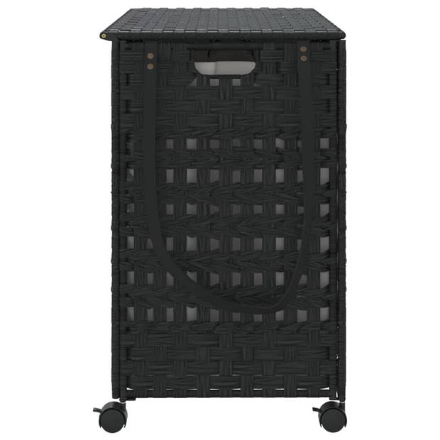 vidaXL Wasmand op wielen 66x35x60 cm rattan zwart