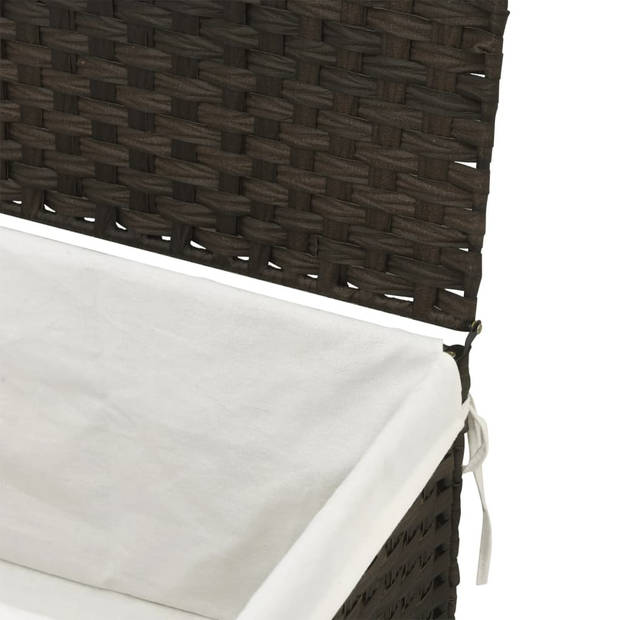 vidaXL Wasmand met deksel 55,5x35x34 cm poly rattan donkerbruin