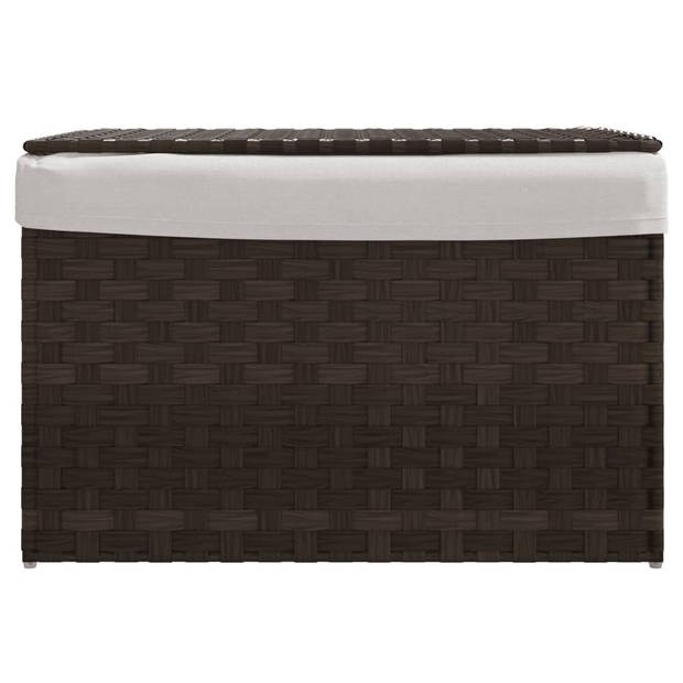 vidaXL Wasmand met deksel 55,5x35x34 cm poly rattan donkerbruin