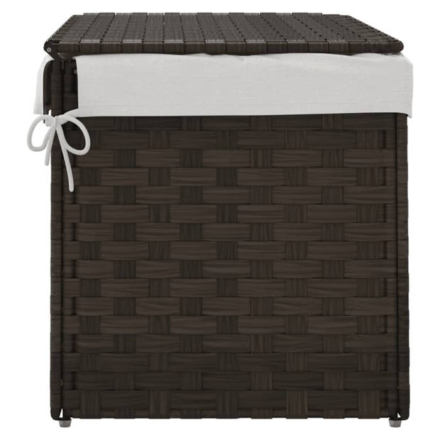 vidaXL Wasmand met deksel 55,5x35x34 cm poly rattan donkerbruin