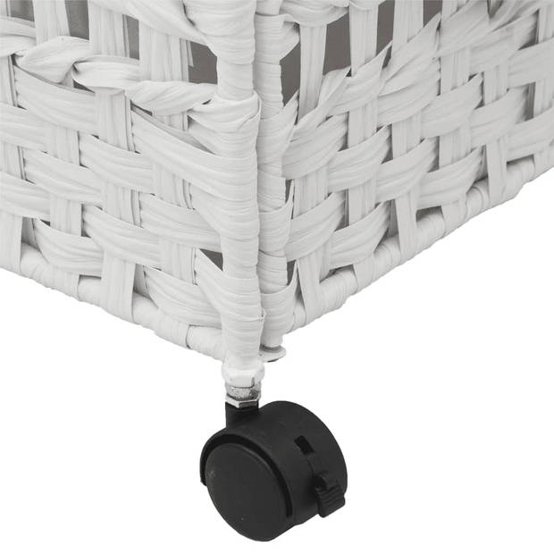 vidaXL Wasmand op wielen 66x35x60 cm rattan wit