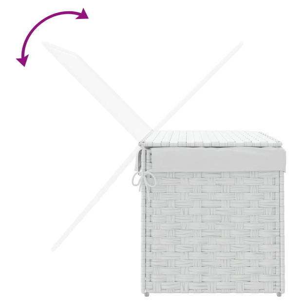 vidaXL Wasmand met deksel 55,5x35x34 cm poly rattan wit