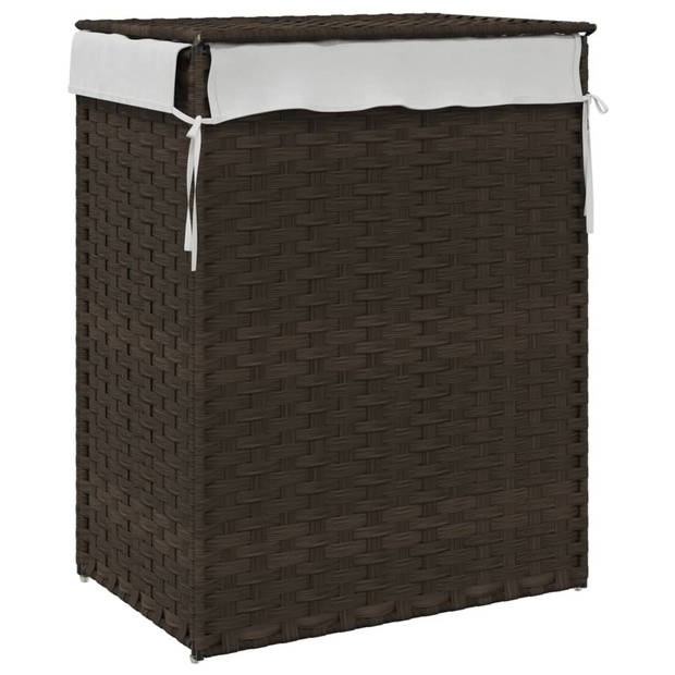 vidaXL Wasmand met deksel 46x33x60 cm poly rattan donkerbruin