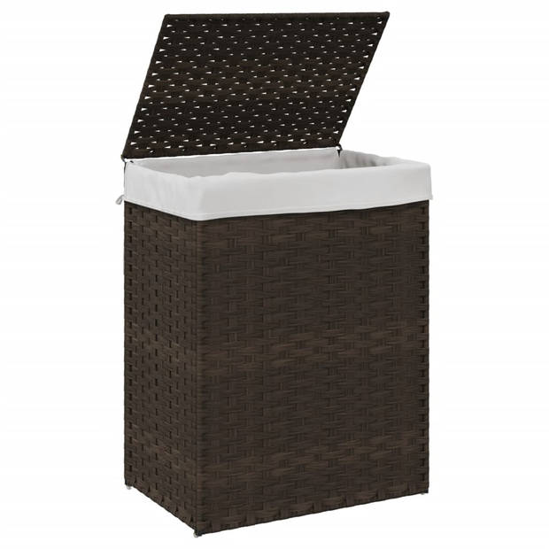 vidaXL Wasmand met deksel 46x33x60 cm poly rattan donkerbruin