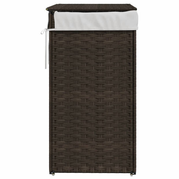 vidaXL Wasmand met deksel 46x33x60 cm poly rattan donkerbruin