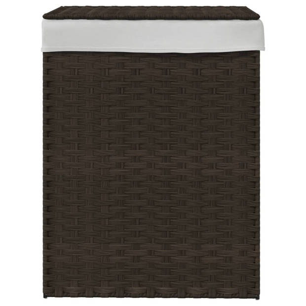 vidaXL Wasmand met deksel 46x33x60 cm poly rattan donkerbruin