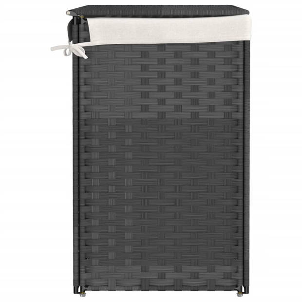 vidaXL Wasmand met 2 vakken 53x35x57 cm poly rattan grijs