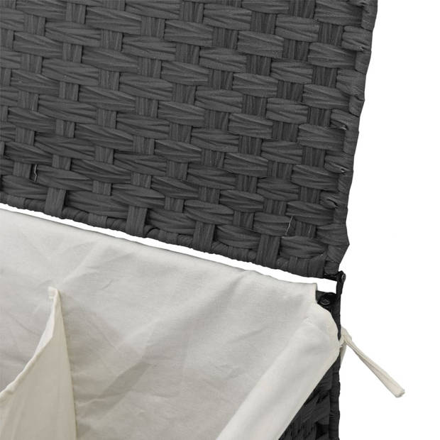 vidaXL Wasmand met 2 vakken 53x35x57 cm poly rattan grijs