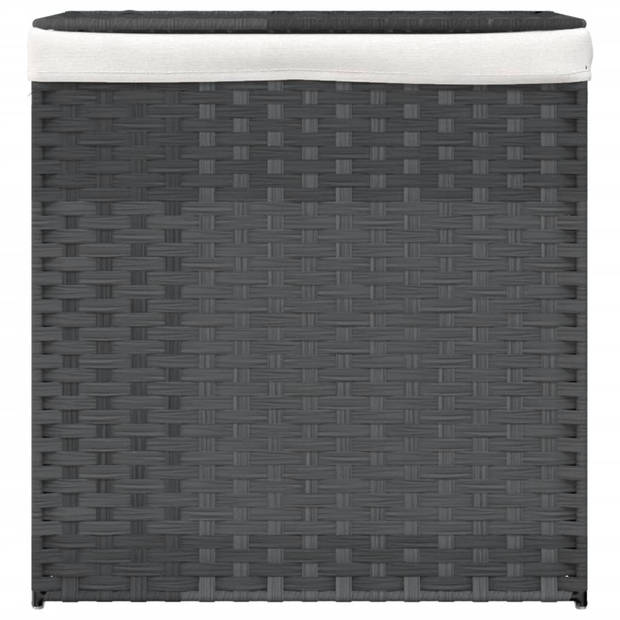 vidaXL Wasmand met 2 vakken 53x35x57 cm poly rattan grijs