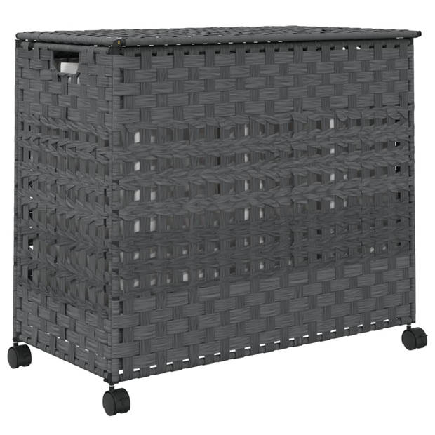 vidaXL Wasmand op wielen 66x35x60 cm rattan grijs