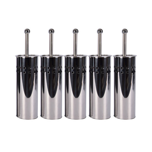 Toilet Brush Set of 5 WC Brush 9.5x9.5x38cm Stainless Steel Bathroom Accessories Cleaning Supplies