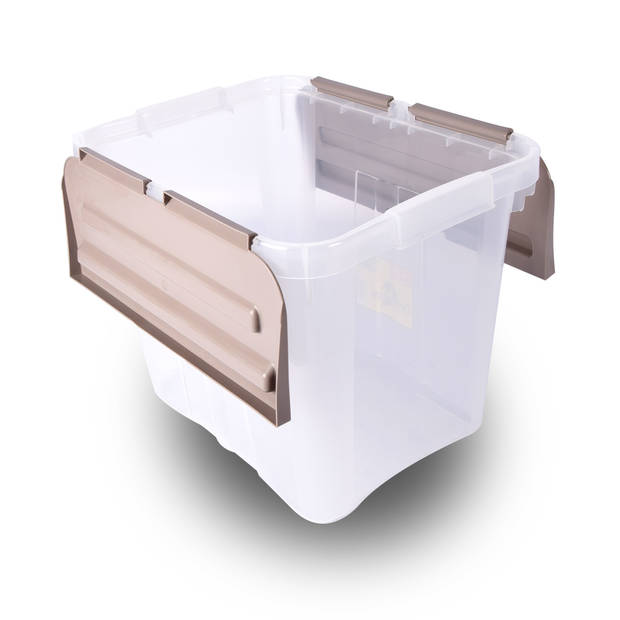 Opbergbox Grijs 30cm*28cm*37.5cm Stapelbare opbergbox 24 Liter Waterdicht Met Klapdeksel