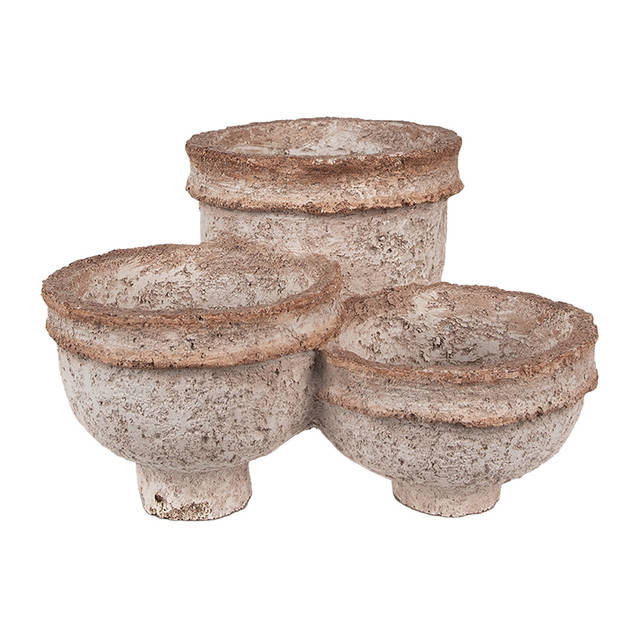 HAES DECO - Bloempot 27x29x17 cm Beige Polyresin Plantenpot