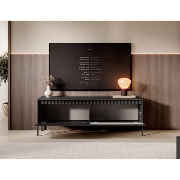 Meubella TV-Meubel Saran - Mat zwart - 153 cm