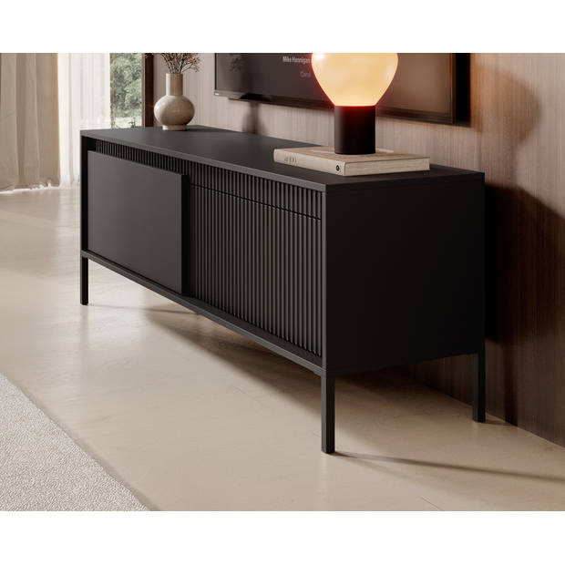 Meubella TV-Meubel Saran - Mat zwart - 153 cm