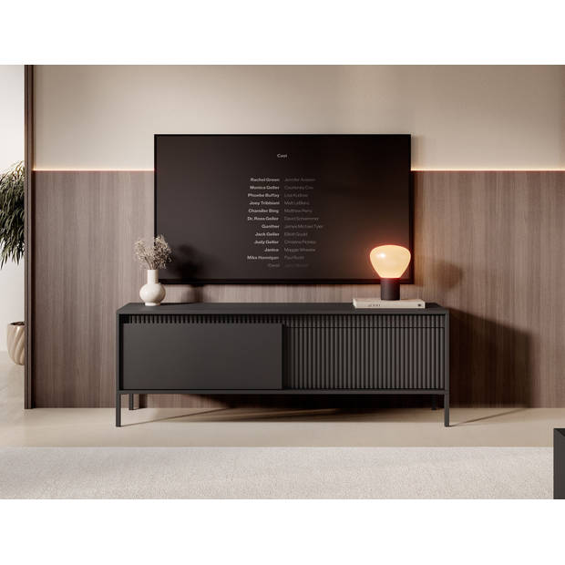 Meubella TV-Meubel Saran - Mat zwart - 153 cm