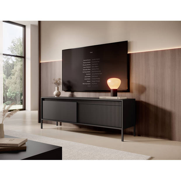 Meubella TV-Meubel Saran - Mat zwart - 153 cm