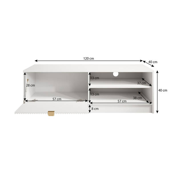 Meubella TV-Meubel Tavares - Zwart - 120 cm