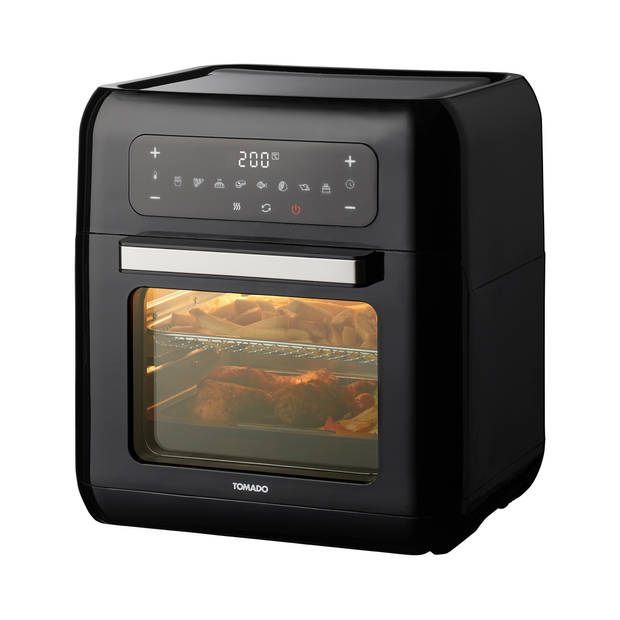 Tomado TAF1201B - Airfryer oven - Hetelucht friteuse - 12 liter - 8 programma's - 40 tot 210°C - 1500 watt - Zwart