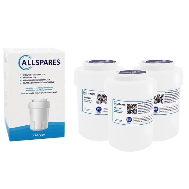 AllSpares Waterfilter (3x) voor Koelkast geschikt voor GE MWF