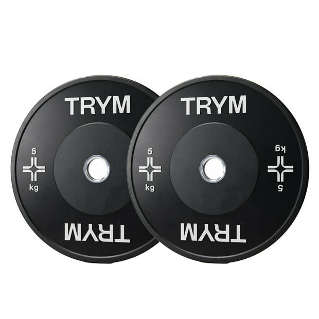 TRYM Bumperplate set - Bundel - 10 kg - 2 x 5 kg - Halterschijven - 50 mm - Zwart