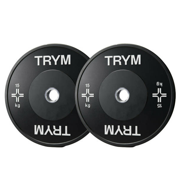 TRYM Bumperplate set - Bundel - 30 kg - 2 x 15 kg - Halterschijven - 50 mm - Zwart