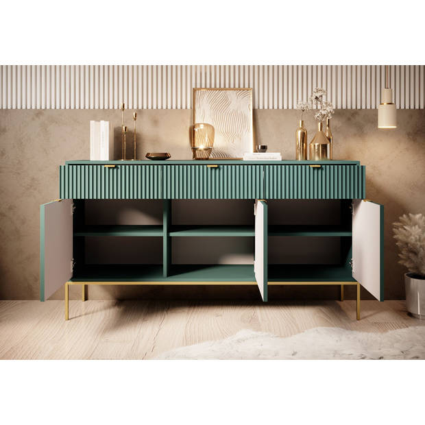 Meubella Dressoir Navil 2 - Groen - 154 cm