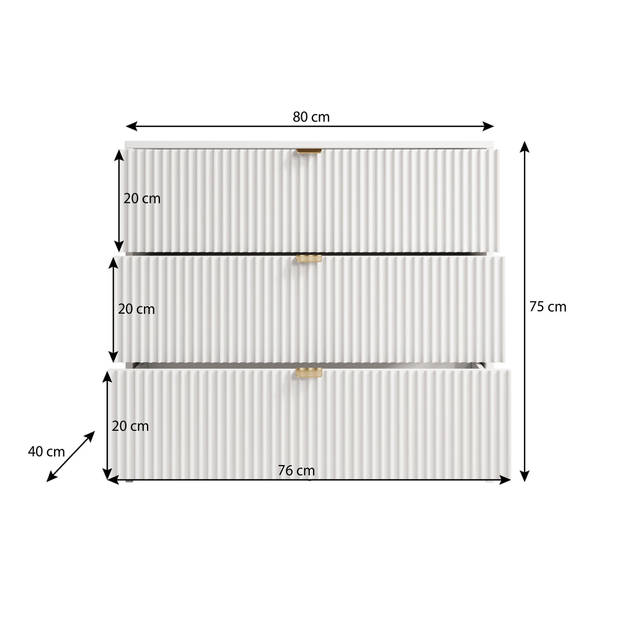 Meubella Ladekast Tavares - Wit - 80 cm