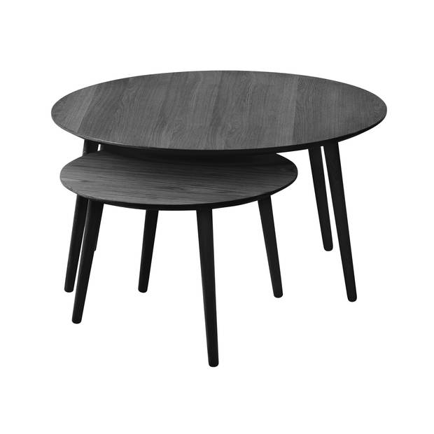 Giga Living - Salontafel Adda Rond Zwart Eiken Set van 2