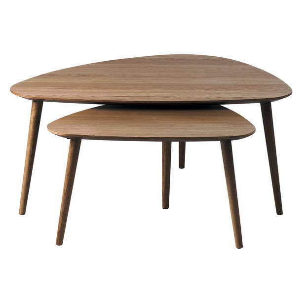 Giga Living - Salontafel Adda Driehoekig Smoked Eiken Set van 2