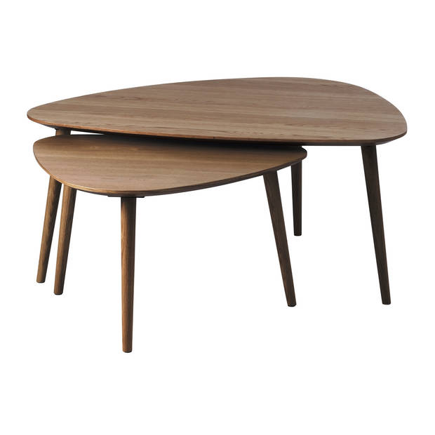 Giga Living - Salontafel Adda Driehoekig Smoked Eiken Set van 2