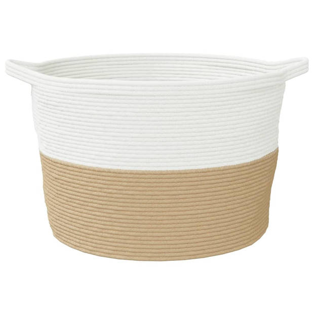 vidaXL Wasmand Ø 60x36 cm katoen beige en wit