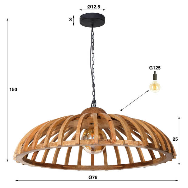 Giga Meubel - Hanglamp - Masief Mango Hout - Naturel - 65cm