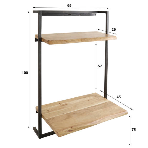 Giga Meubel - Wandbureau Massief Acaciahout - Tafelblad 65cm - Gewicht 25kg