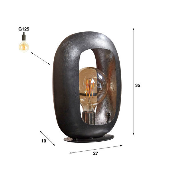 Giga Meubel - Tafellamp - Zwart Nikkel - L - Lamp Arch