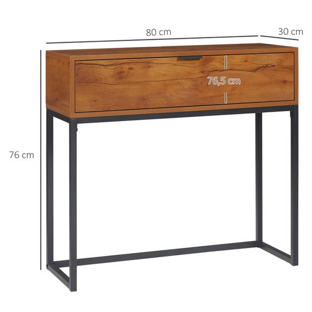 Wandtafel met lade - Bijzettafel - Tafel - Dressoir - Bruin / Zwart