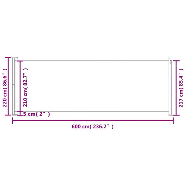 vidaXL Tuinscherm uittrekbaar 220x600 cm crème