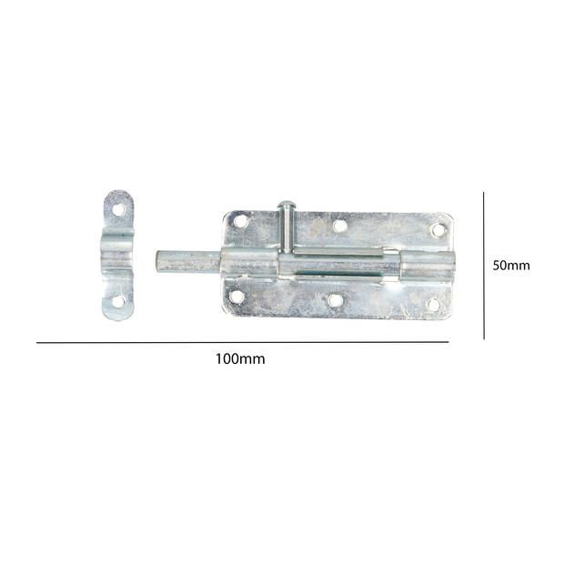 Deltafix schuifslot/plaatgrendel - 1x - 10 x 5cm - verzinkt staal - deur - schutting - hek - Grendels