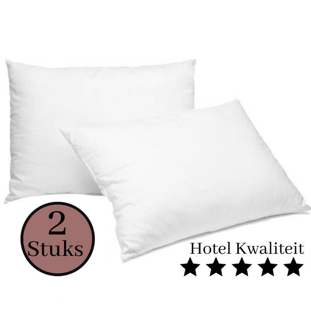 Droomtextiel Hotel Hoofdkussens 60 x 70 cm 2 stuks Anti Allergie - 100% Percale Katoenen Tijk