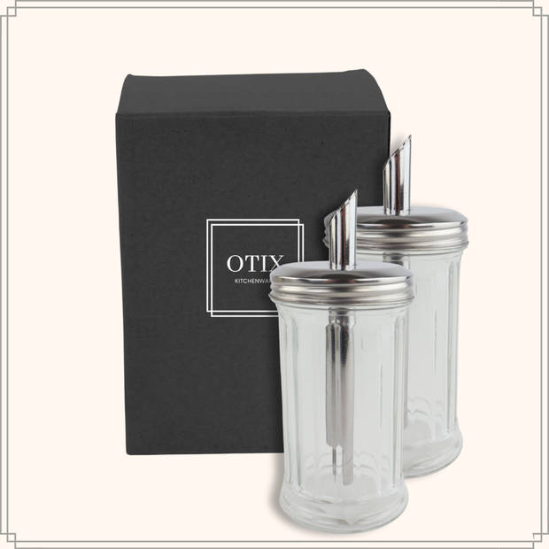 OTIX Suikerstrooier - Suikerpot - 2 Stuks - Glas - 300 ml - 18 cm