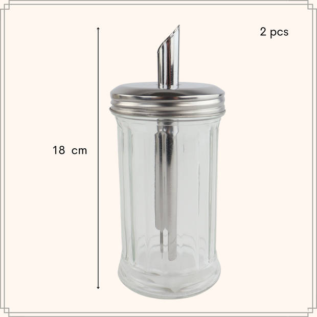 OTIX Suikerstrooier - Suikerpot - 2 Stuks - Glas - 300 ml - 18 cm