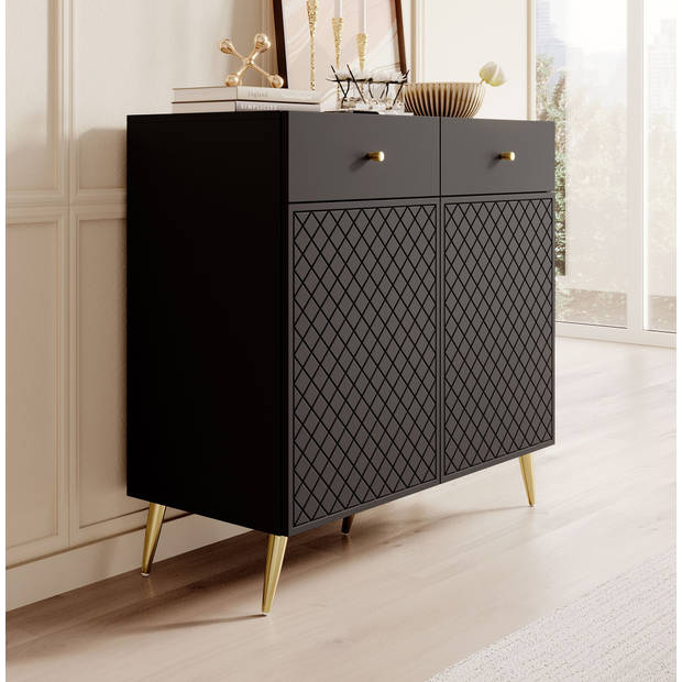 Meubella Dressoir Tadeo - Zwart - 100 cm