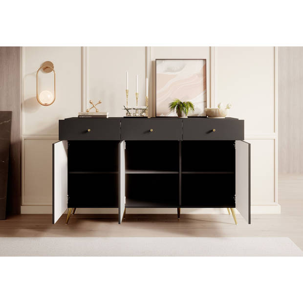 Meubella Dressoir Tadeo - Zwart - 150 cm