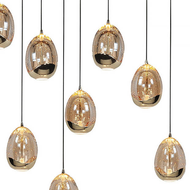 Highlight Hanglamp Golden Egg ovaal 12 lichts L 140 cm amber-zwart
