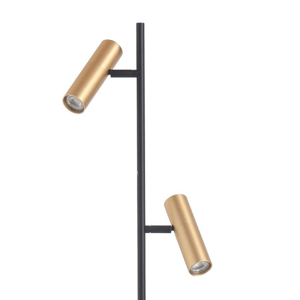 Highlight Vloerlamp Trend 2 lichts H 141 cm incl mini GU10 zwart goud