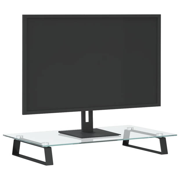 vidaXL Monitorstandaard 60x35x8 cm gehard glas en metaal zwart