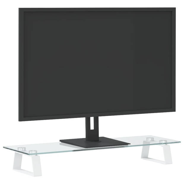 vidaXL Monitorstandaard 60x20x8 cm gehard glas en metaal wit