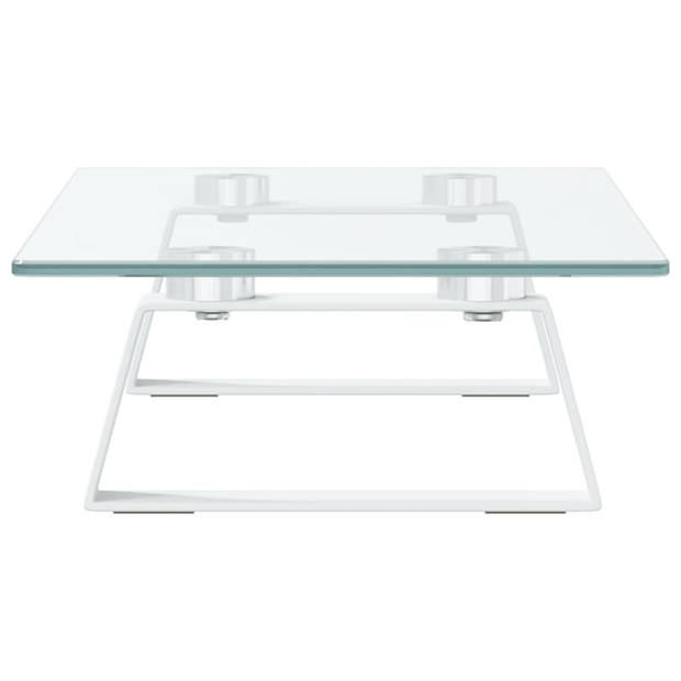 vidaXL Monitorstandaard 40x20x8 cm gehard glas en metaal wit